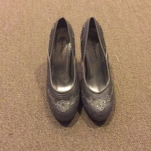 Sequined silver heels